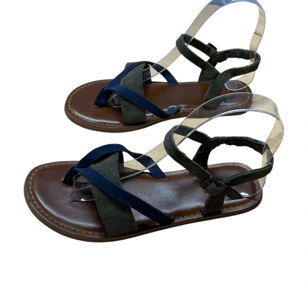 TOMS Navy and Gray Suede Ankle Strap Women's Sandals Size 6